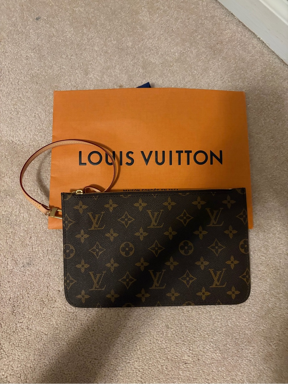 Louis Vuitton Monogram Canvas Brown Wristlet Clutch